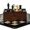 4" FIERCE KNIGHT STAUNTON EBONY TRIPLE WEIGHTED CHESS PIECES WITH 21" EBONY CHESSBOARD & STORAGE BOX