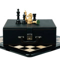 4.5”STAUNTON BRIDLE KNIGHT LUXURY TRIPLE WEIGHTED CHESS PIECES, 21” EBONY CHESSBOARD & LEATHER BOX