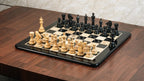 4.5”STAUNTON BRIDLE KNIGHT LUXURY TRIPLE WEIGHTED CHESS PIECES, 21” EBONY CHESSBOARD & LEATHER BOX