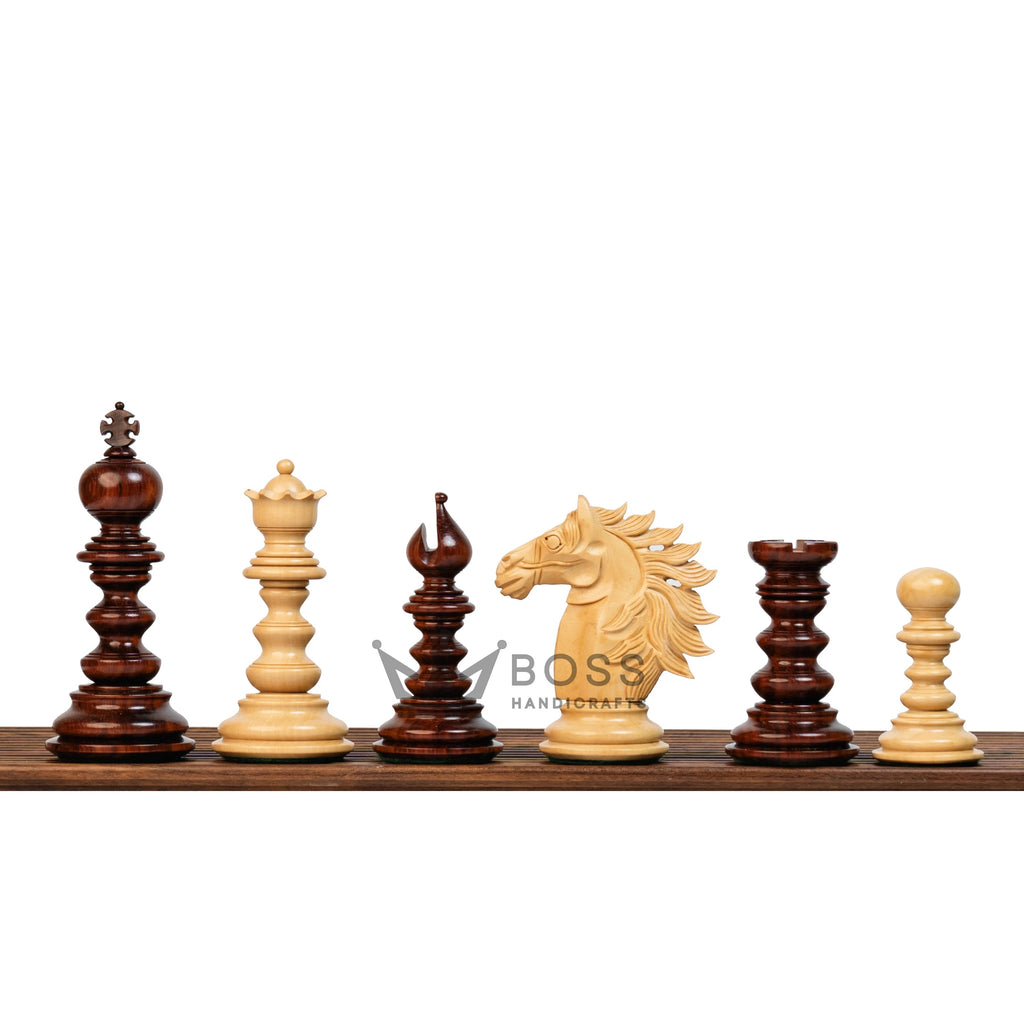 4.4” ARTHUR KNIGHT LUXURY STAUNTON CHESS PIECES WITH 21” PADAUK WOOD CHESSBOARD & STORAGE BOX