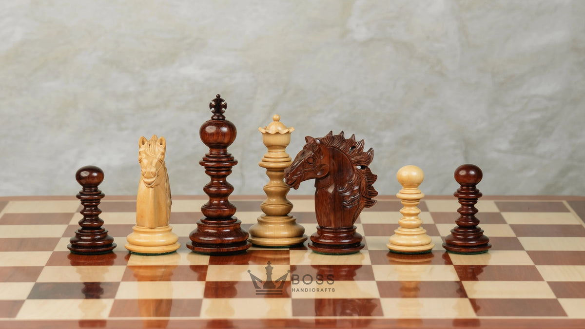 4.4” ARTHUR KNIGHT LUXURY STAUNTON CHESS PIECES WITH 21” PADAUK WOOD CHESSBOARD & STORAGE BOX