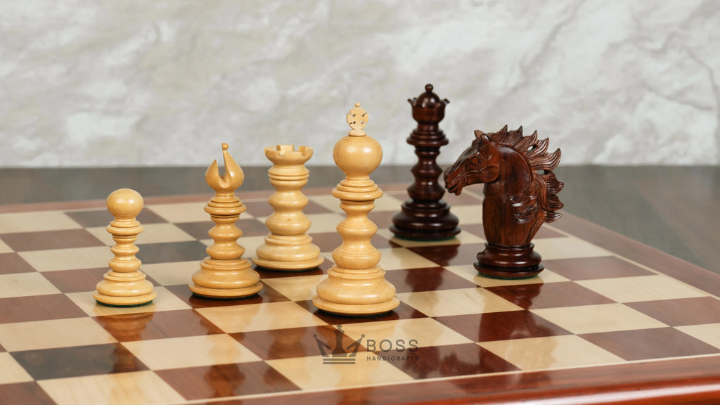 4.4” ARTHUR KNIGHT LUXURY STAUNTON CHESS PIECES WITH 21” PADAUK WOOD CHESSBOARD & STORAGE BOX