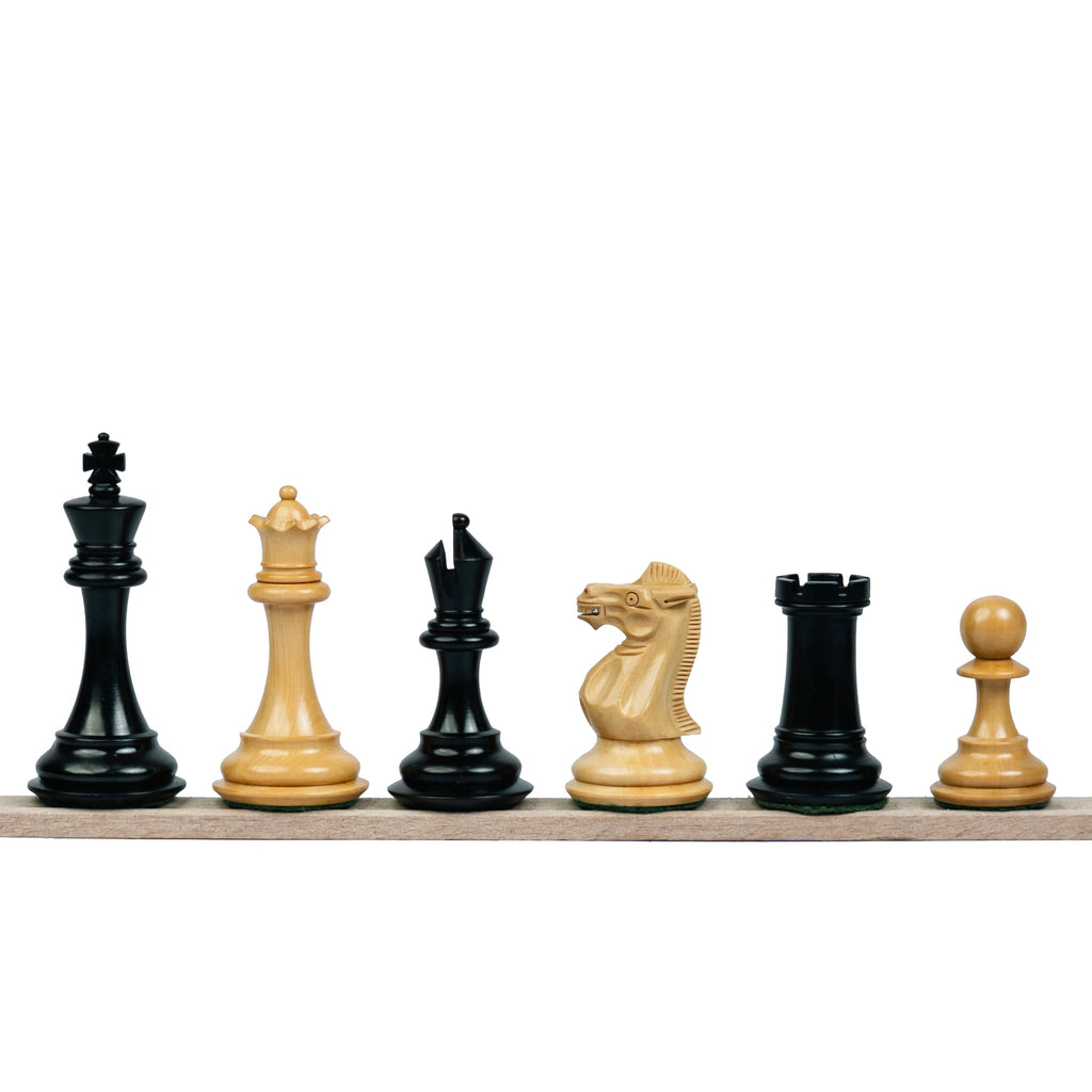 3.75” PRO ROYAL KNIGHT STAUNTON EBONISED WEIGHTED CHESS PIECES WITH 21” EBONY WOOD BOARD & STORAGE BOX