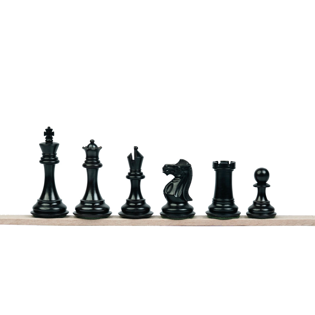 3.75” PRO ROYAL KNIGHT STAUNTON EBONISED WEIGHTED CHESS PIECES WITH 21” EBONY WOOD BOARD & STORAGE BOX