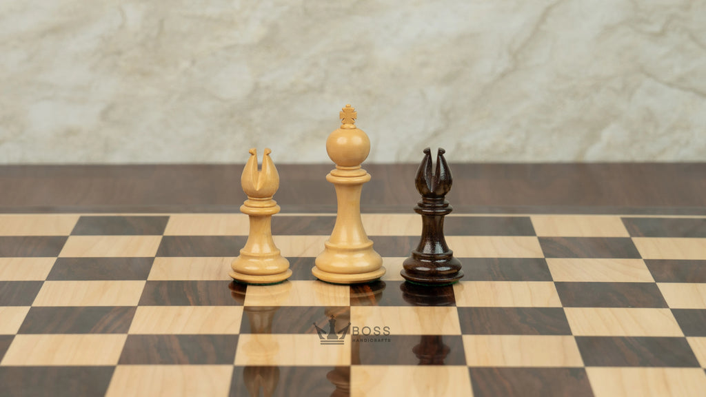 3.8” RUSSIAN COLLECTOR ROSEWOOD WEIGHTED CHESS PIECES, 21” ROSEWOOD CHESSBOARD & STORAGE BOX