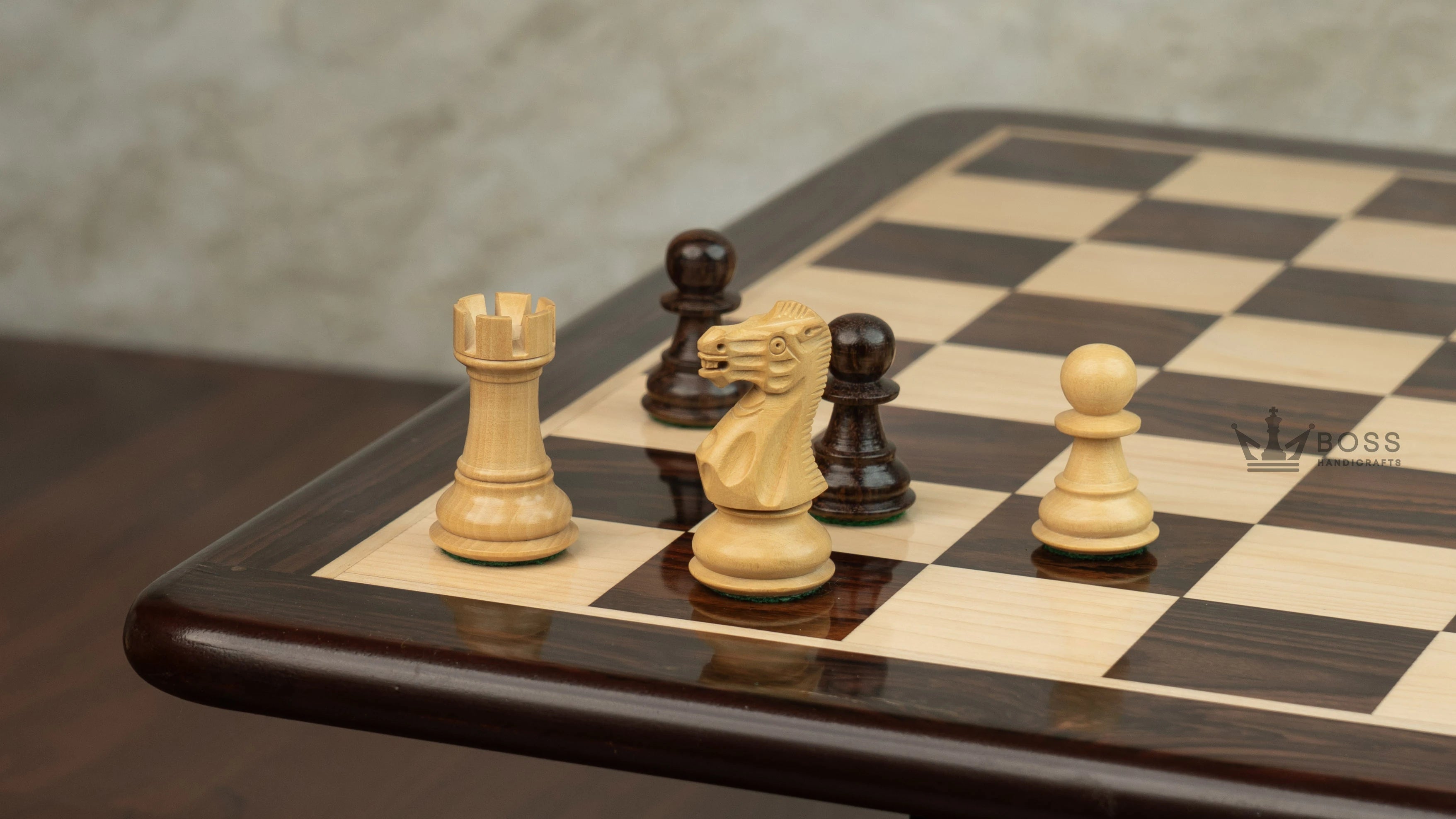 3” ROYAL KNIGHT STAUNTON ROSEWOOD WEIGHTED CHESS PIECES & 21” GOLDEN ROSEWOOD CHESSBOARD & BOX
