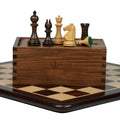 3.8” RUSSIAN COLLECTOR ROSEWOOD WEIGHTED CHESS PIECES, 21” ROSEWOOD CHESSBOARD & STORAGE BOX