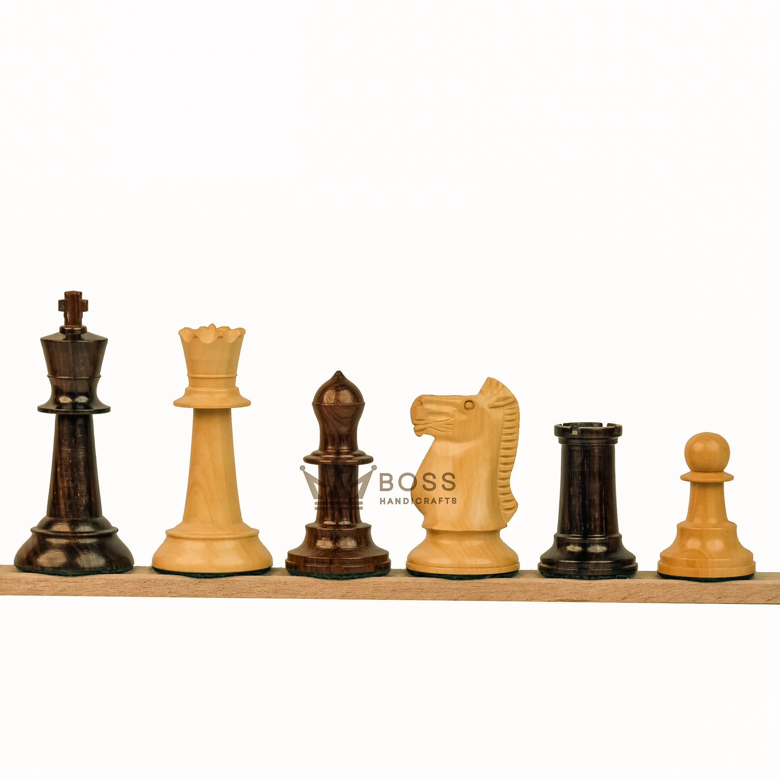 3.6” SLEEK KNIGHT PREMIUM ROSEWOOD WEIGHTED CHESS PIECES, 21" ROSEWOOD CHESSBOARD & BOX