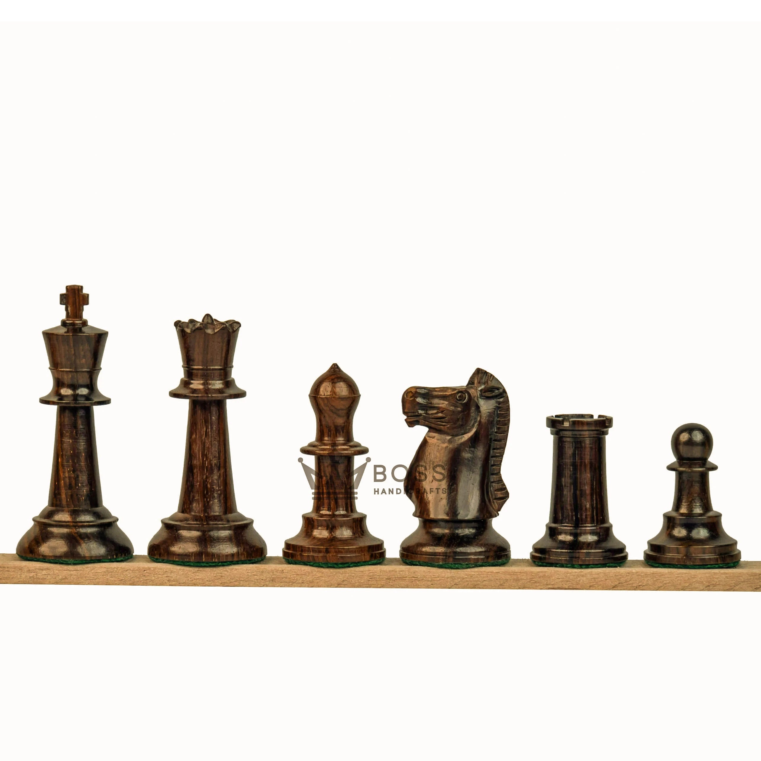 3.6” SLEEK KNIGHT PREMIUM ROSEWOOD WEIGHTED CHESS PIECES, 21" ROSEWOOD CHESSBOARD & BOX