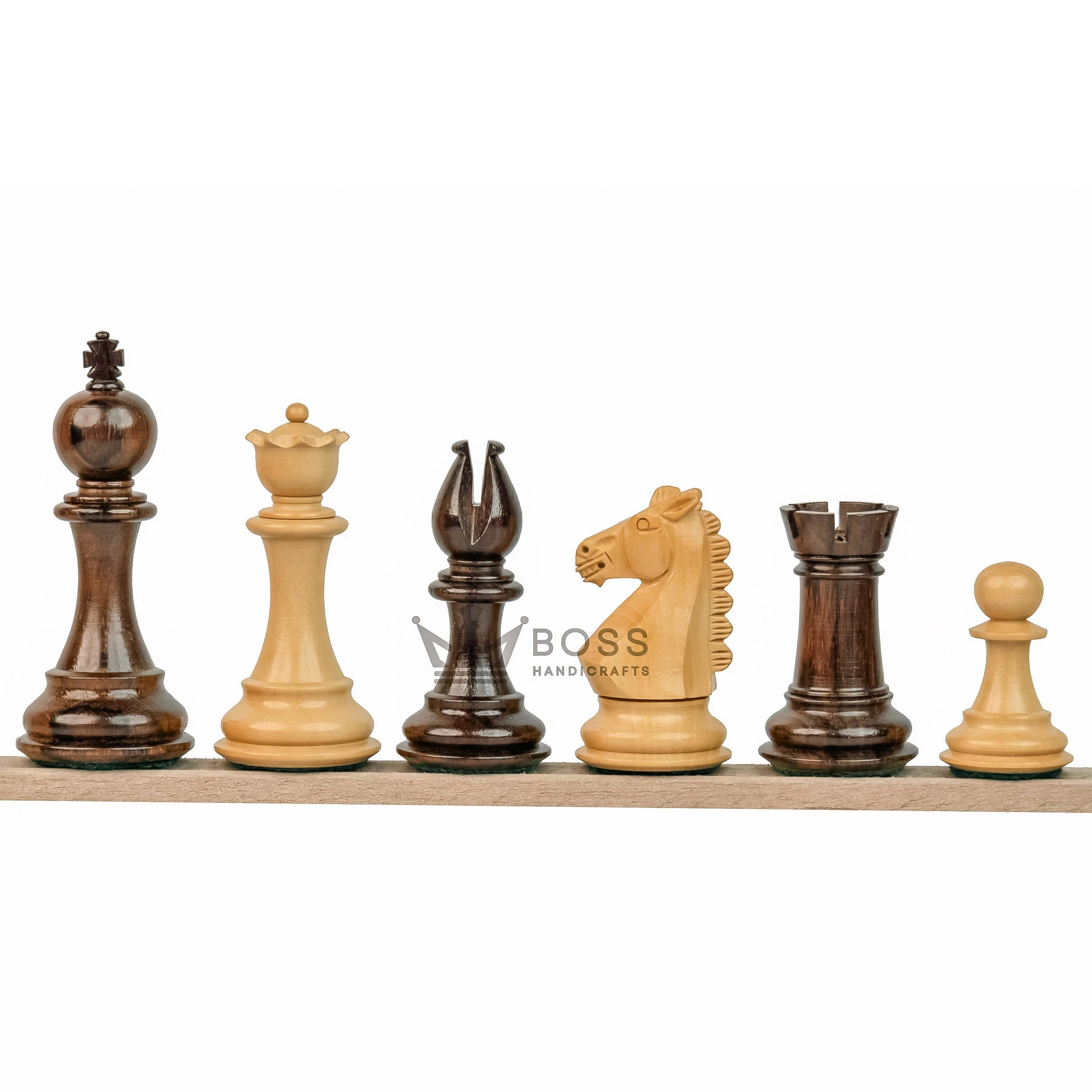 3.8” RUSSIAN COLLECTOR ROSEWOOD WEIGHTED CHESS PIECES, 21” ROSEWOOD CHESSBOARD & STORAGE BOX