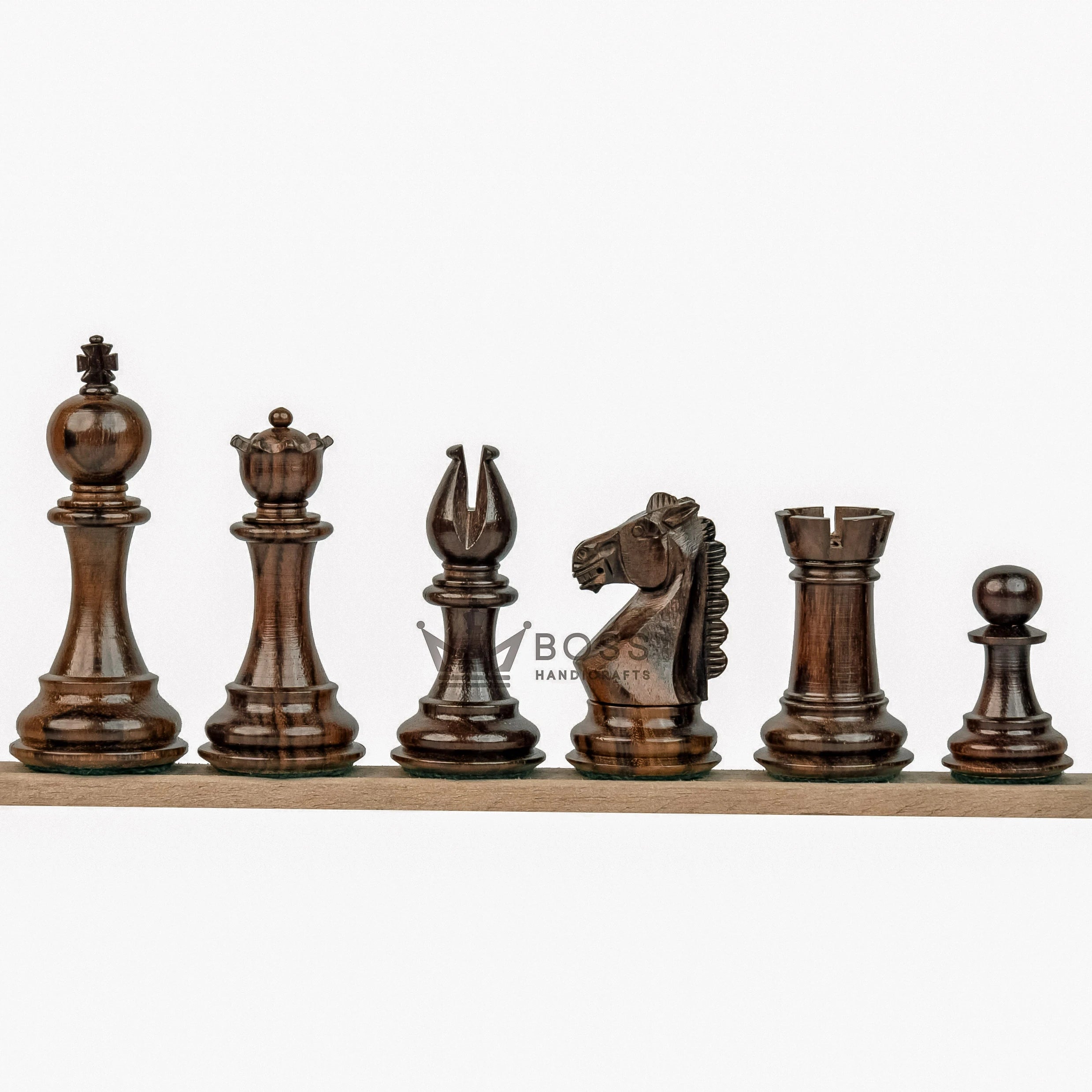 3.8” RUSSIAN COLLECTOR ROSEWOOD WEIGHTED CHESS PIECES, 21” ROSEWOOD CHESSBOARD & STORAGE BOX