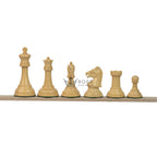 3.75” REPRODUCTION OF DRUEKE PLAYER CHOICE GOLDEN ROSEWOOD CHESS PIECES, 21” GOLDEN ROSEWOOD BOARD AND CHESS BOX