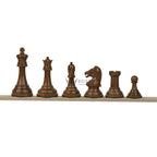 3.75” REPRODUCTION OF DRUEKE PLAYER CHOICE GOLDEN ROSEWOOD CHESS PIECES, 21” GOLDEN ROSEWOOD BOARD AND CHESS BOX