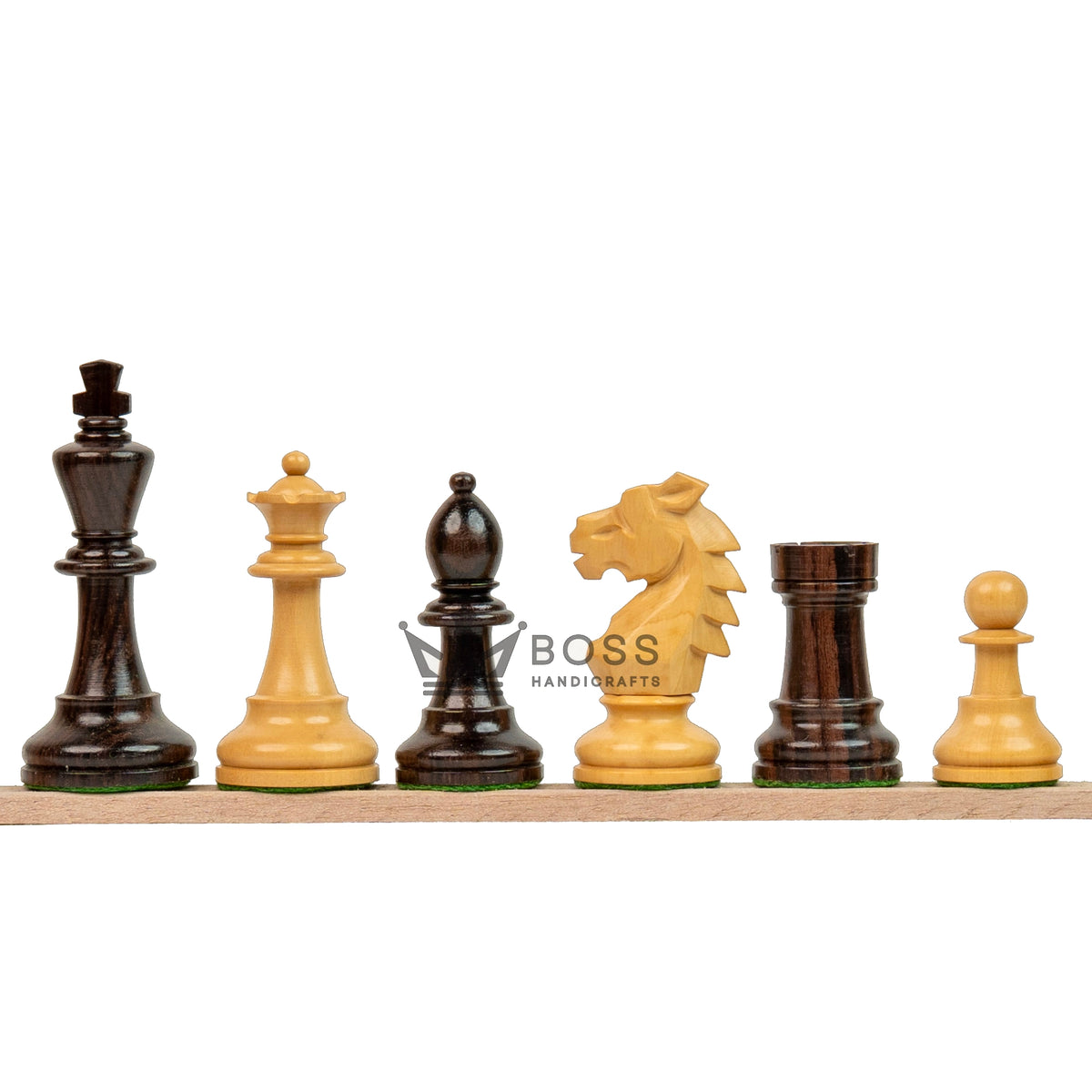 3.9” REPRODUCED BOHEMIAN ROSEWOOD TRIPLE WEIGHTED CHESS PIECES, 21” ROSEWOOD CHESSBOARD & BOX