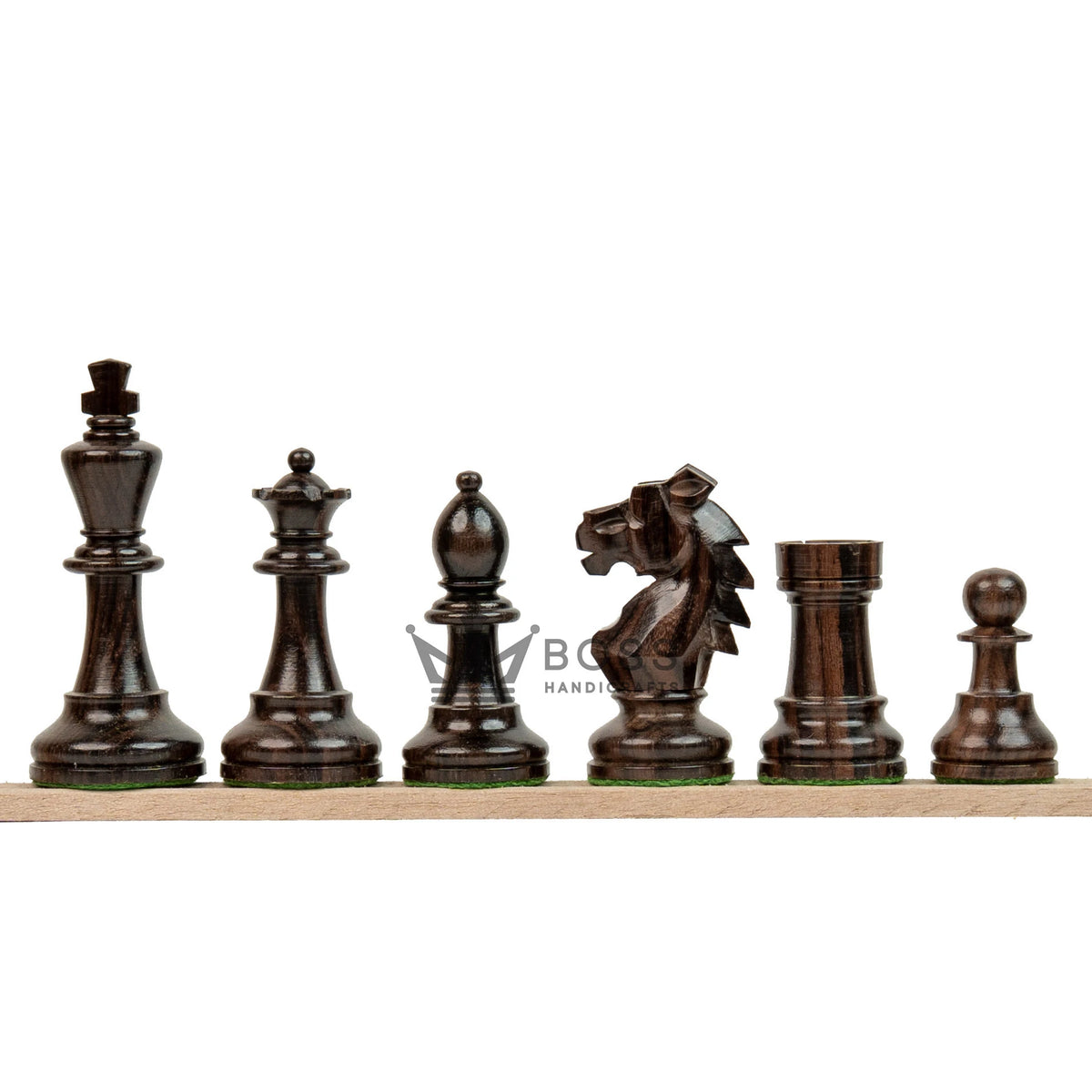 3.9” REPRODUCED BOHEMIAN ROSEWOOD TRIPLE WEIGHTED CHESS PIECES, 21” ROSEWOOD CHESSBOARD & BOX