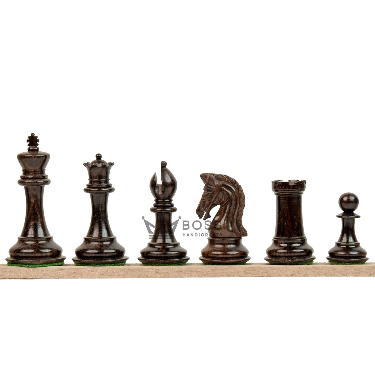 3.1” REPRODUCED 2016 SINQUEFIELD STAUNTON WEIGHTED ROSEWOOD CHESS PIECES, 16” ROSEWOOD BOARD & BOX