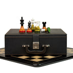 4” FIRE ROYAL KNIGHT STAUNTON TRIPLE WEIGHTED PAINTED CHESS PIECES, 21” EBONY BOARD & BOX