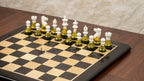 4” FIRE ROYAL KNIGHT STAUNTON TRIPLE WEIGHTED PAINTED CHESS PIECES, 21” EBONY BOARD & BOX