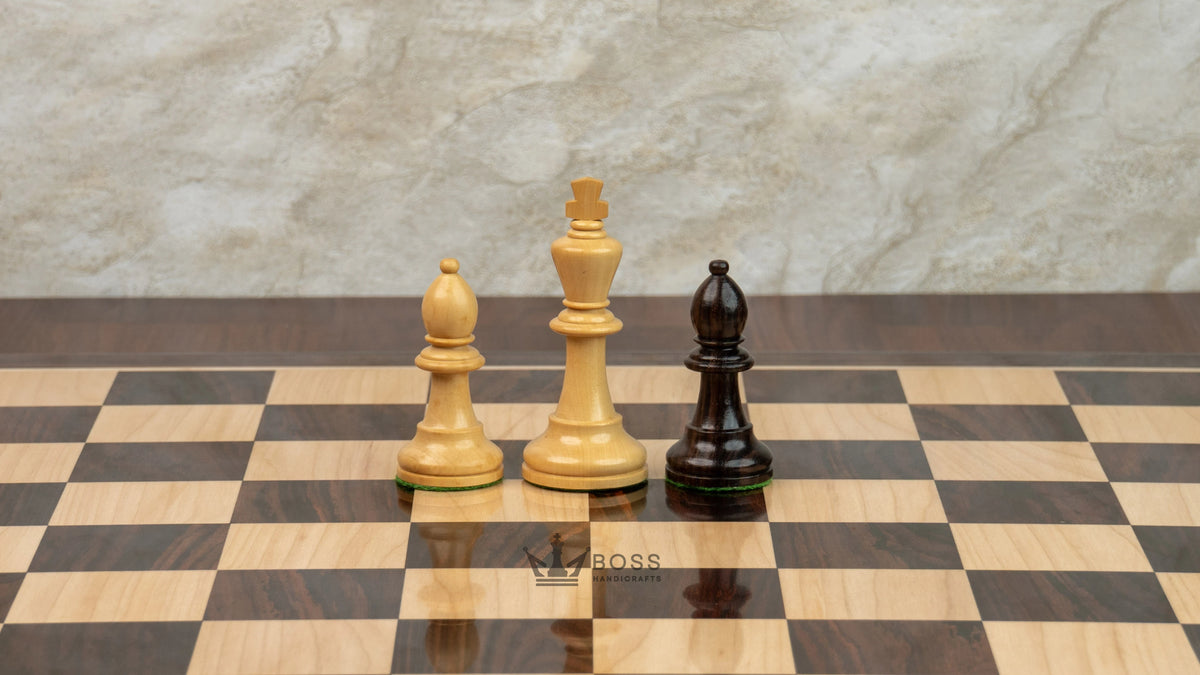 3.9” REPRODUCED BOHEMIAN ROSEWOOD TRIPLE WEIGHTED CHESS PIECES, 21” ROSEWOOD CHESSBOARD & BOX