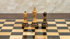 3.9” BURNT CARVED RUSSIAN ZAGREB 1959’ WEIGHTED CHESS PIECES, 21” EBONY CHESSBOARD & BOX