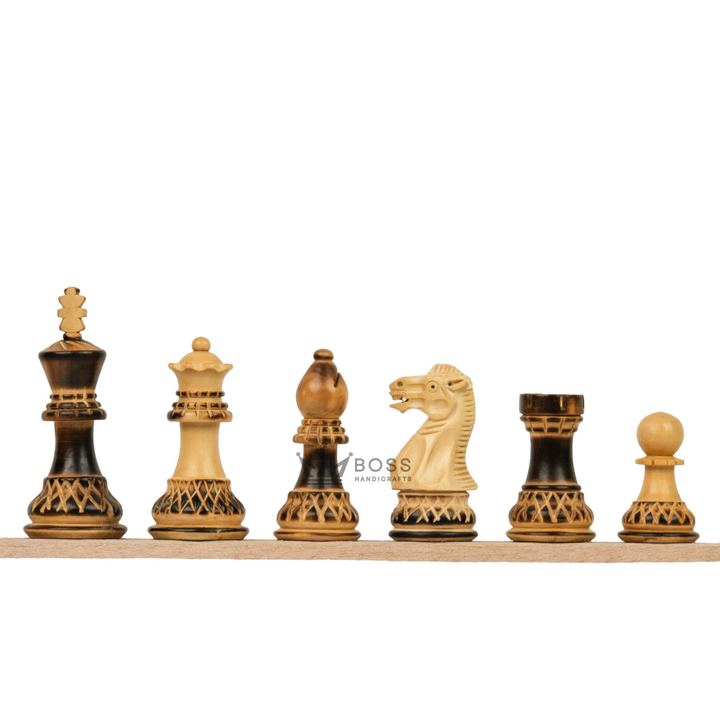 16” LUXURY EBONY TRAVEL FOLDABLE MAGNETIC CHESS SET WITH BURNT CHESS PIECES
