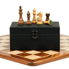 3.5” FIERCE KNIGHT STAUNTON WEIGHTED WOODEN CHESS PIECES, 16” WOODEN CHESS & BOX