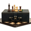 4.4” 1972 SKOPJE OLYMPIAD TRIPLE WEIGHTED ROSEWOOD CHESS PIECES, 21” ROSEWOOD CHESSBOARD & BOX