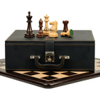 4.4” 1972 SKOPJE OLYMPIAD TRIPLE WEIGHTED ROSEWOOD CHESS PIECES, 21” ROSEWOOD CHESSBOARD & BOX