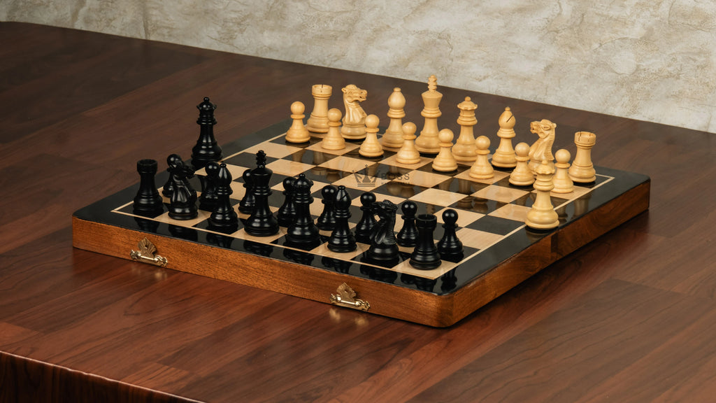 16” LUXURY EBONY TRAVEL FOLDABLE MAGNETIC CHESS SET