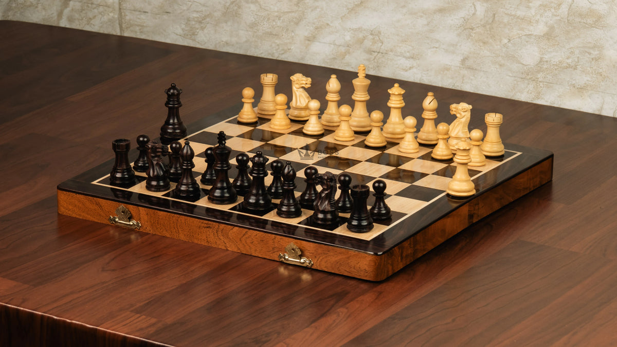 16” LUXURY ROSEWOOD TRAVEL FOLDABLE MAGNETIC CHESS SET
