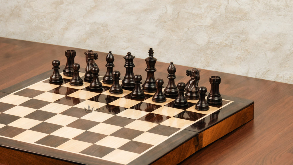 16” LUXURY ROSEWOOD TRAVEL FOLDABLE MAGNETIC CHESS SET