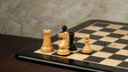 4.2” COMMEMORATE SERIES STAUNTON EBONY TRIPLE WEIGHTED CHESS PIECES, 21” EBONY CHESSBOARD & BOX