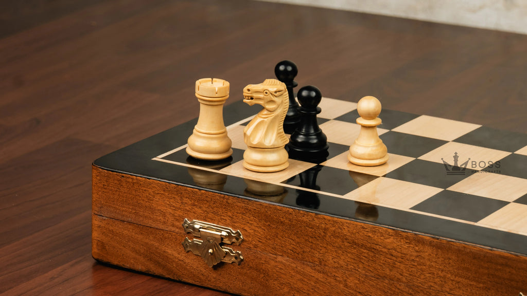 16” LUXURY EBONY TRAVEL FOLDABLE MAGNETIC CHESS SET