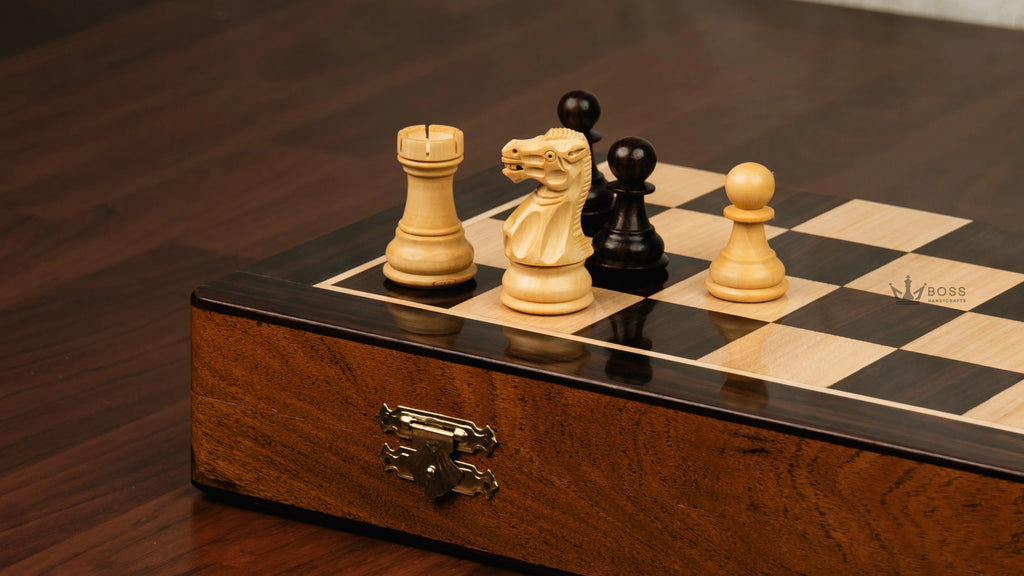 16” LUXURY ROSEWOOD TRAVEL FOLDABLE MAGNETIC CHESS SET