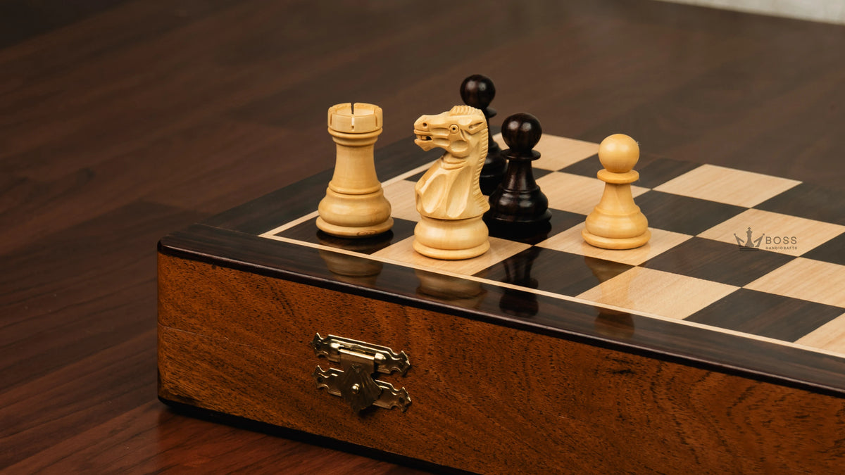 16” LUXURY ROSEWOOD TRAVEL FOLDABLE MAGNETIC CHESS SET