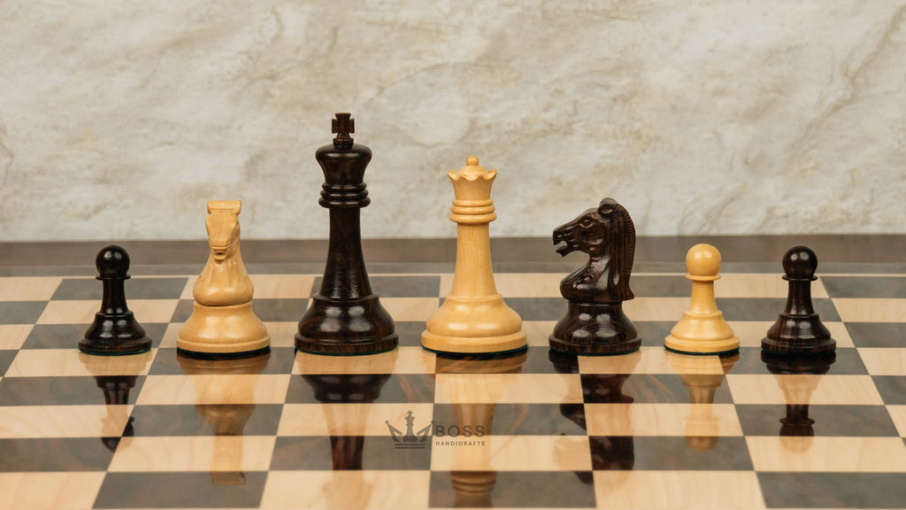 3.75” REPRODUCTION OF DRUEKE PLAYER CHOICE ROSEWOOD WEIGHTED CHESS PIECES