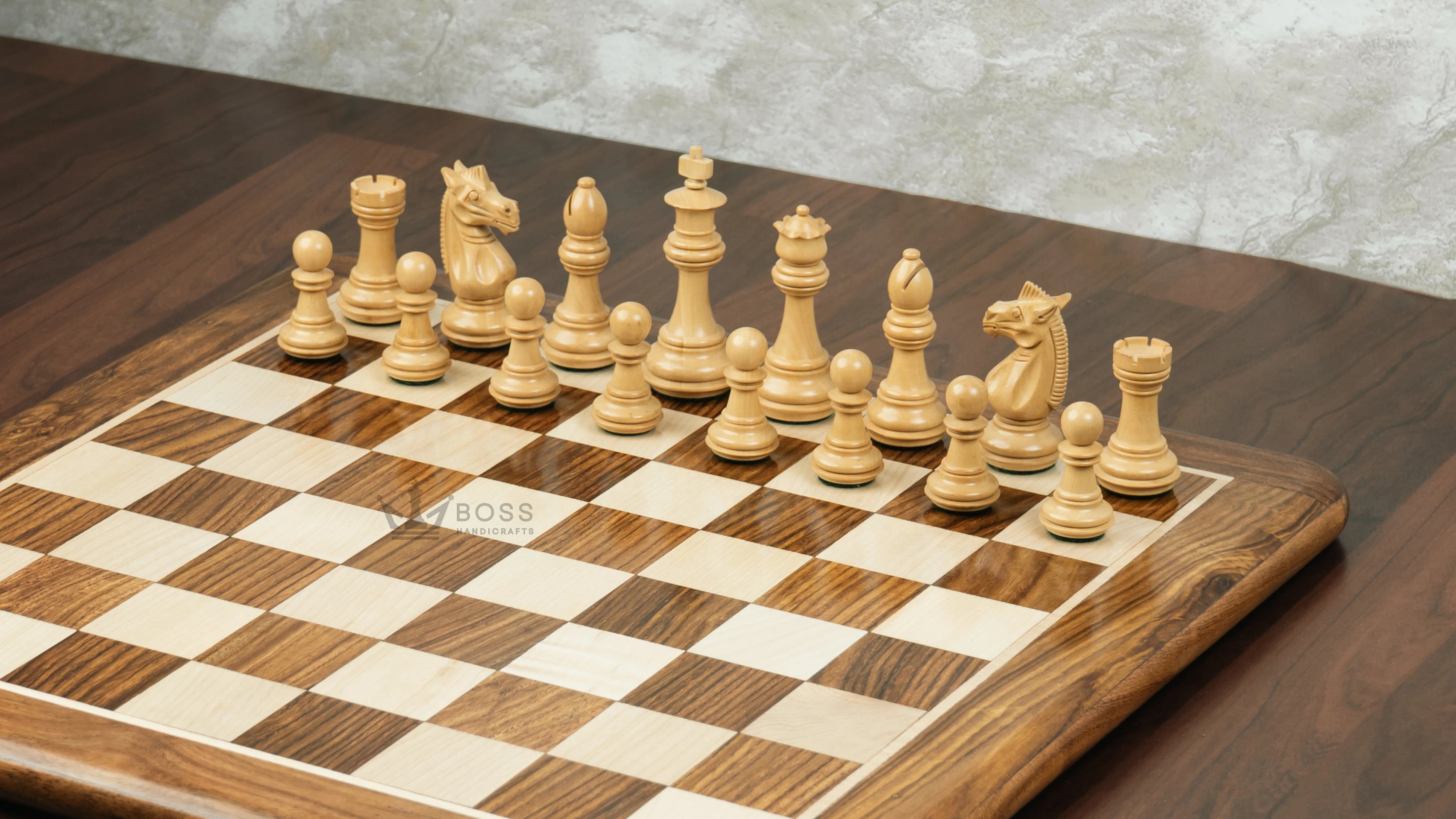 3.4” MEGHDOOT STAUNTON WEIGHTED GOLDEN ROSEWOOD CHESS PIECES