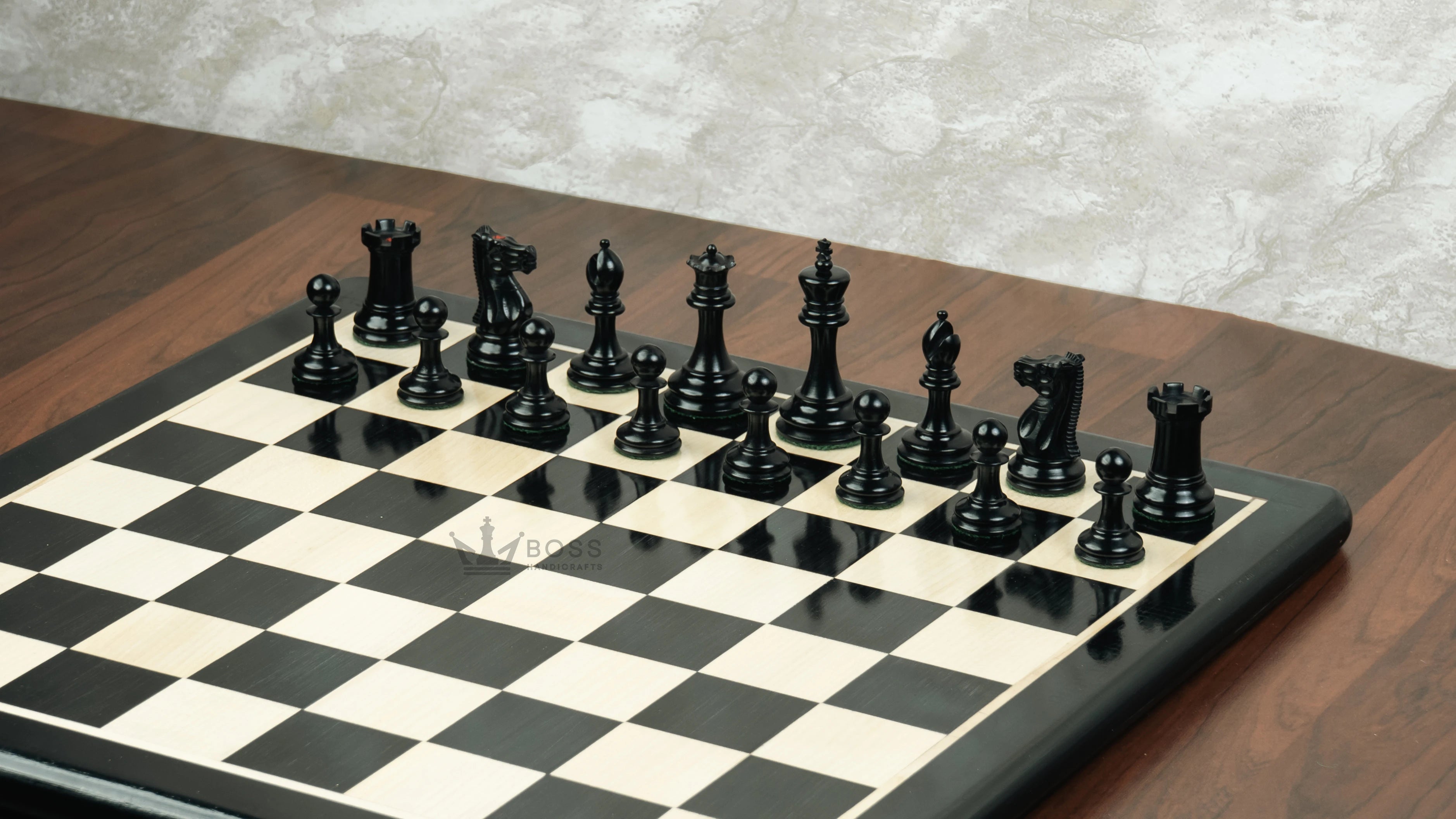 2.9” PROFESSIONAL STAUNTON EBONY WOOD WEIGHTED CHESS PIECES, 17” EBONY STYLE BOARD & BOX