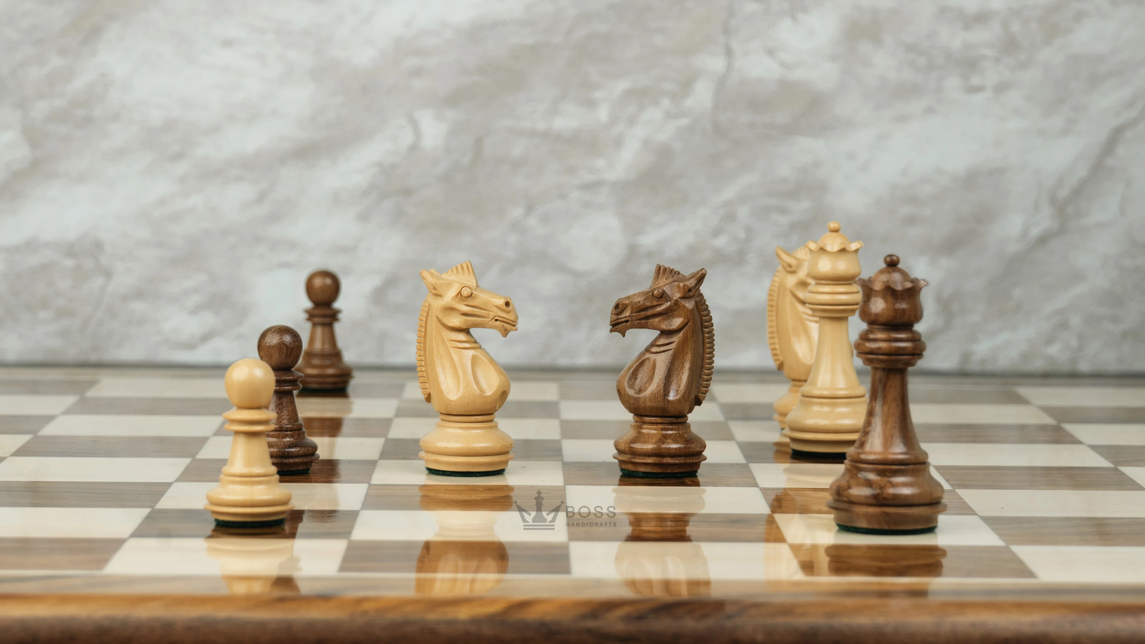 3.4” MEGHDOOT STAUNTON WEIGHTED GOLDEN ROSEWOOD CHESS PIECES