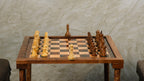 3.9” LAUGHING KNIGHT STAUNTON CHESS PIECES & 21” GOLDEN ROSEWOOD PRINTED CHESSBOARD PORTABLE TABLE 55mm Square size