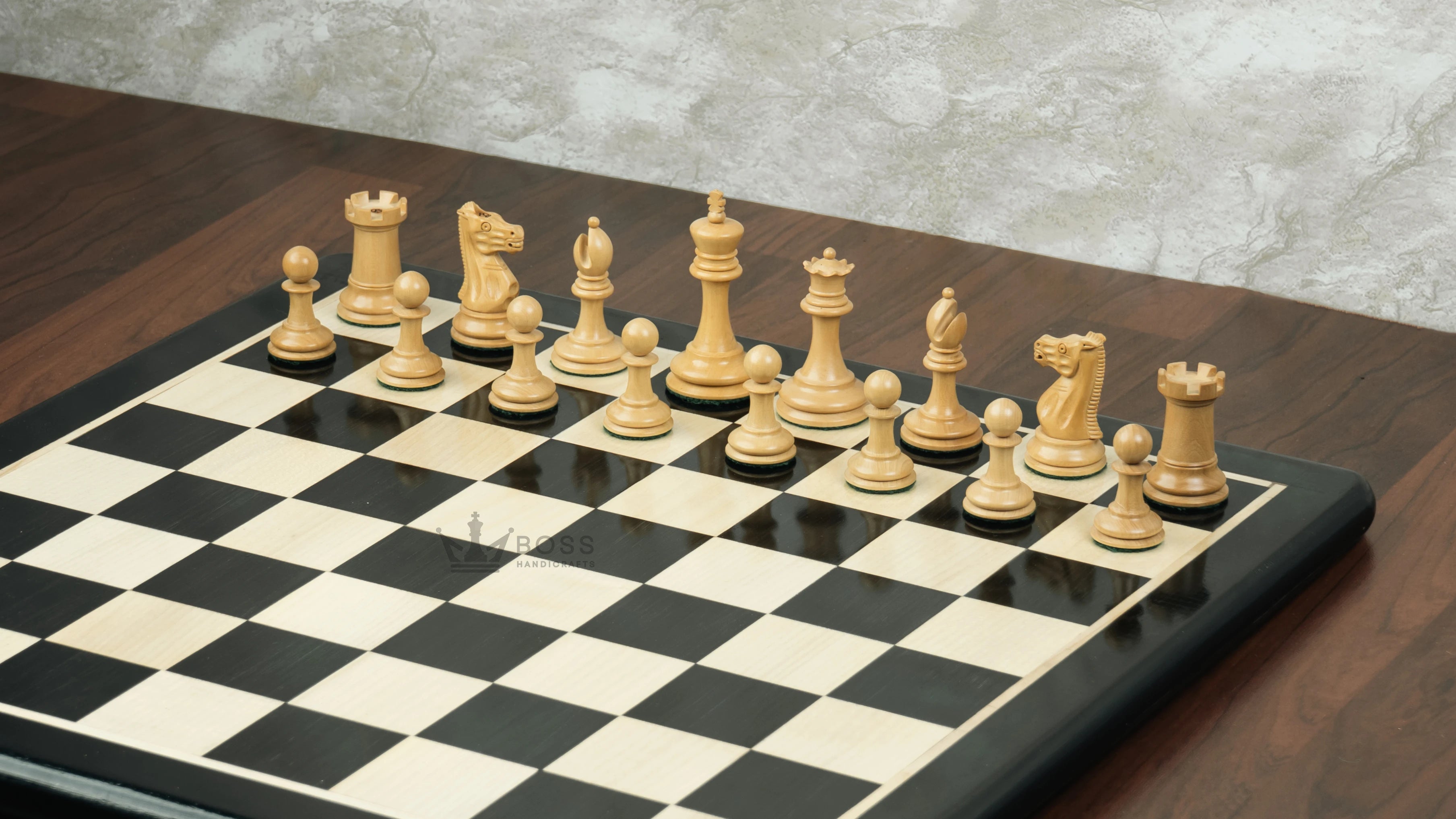 2.9” PROFESSIONAL STAUNTON EBONY WOOD WEIGHTED CHESS PIECES, 17” EBONY STYLE BOARD & BOX