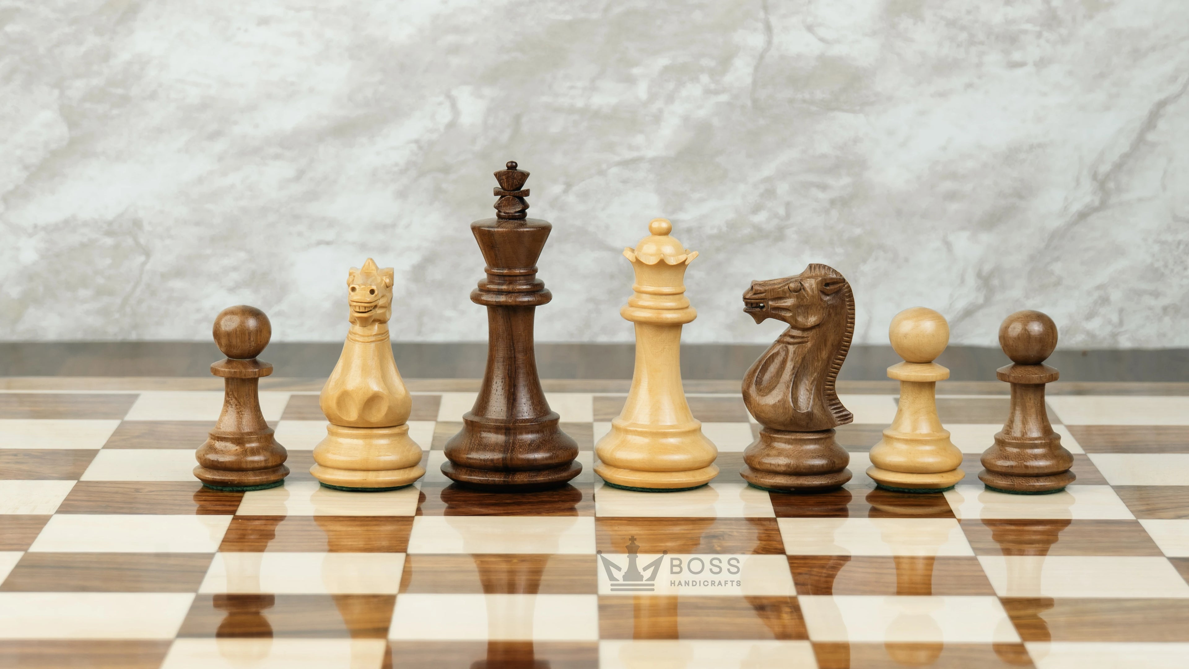 4.2” ROYAL KNIGHT STAUNTON WEIGHTED WOODEN CHESS PIECES