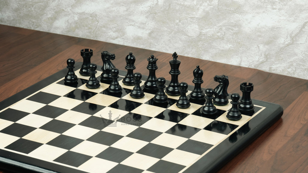 3” ROYAL KNIGHT STAUNTON EBONISED WEIGHTED CHESS PIECES