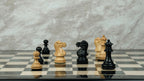 3” PRO ROYAL KNIGHT STAUNTON EBONISED WEIGHTED CHESS PIECES, 17” EBONY STYLE CHESSBOARD & STORAGE BOX
