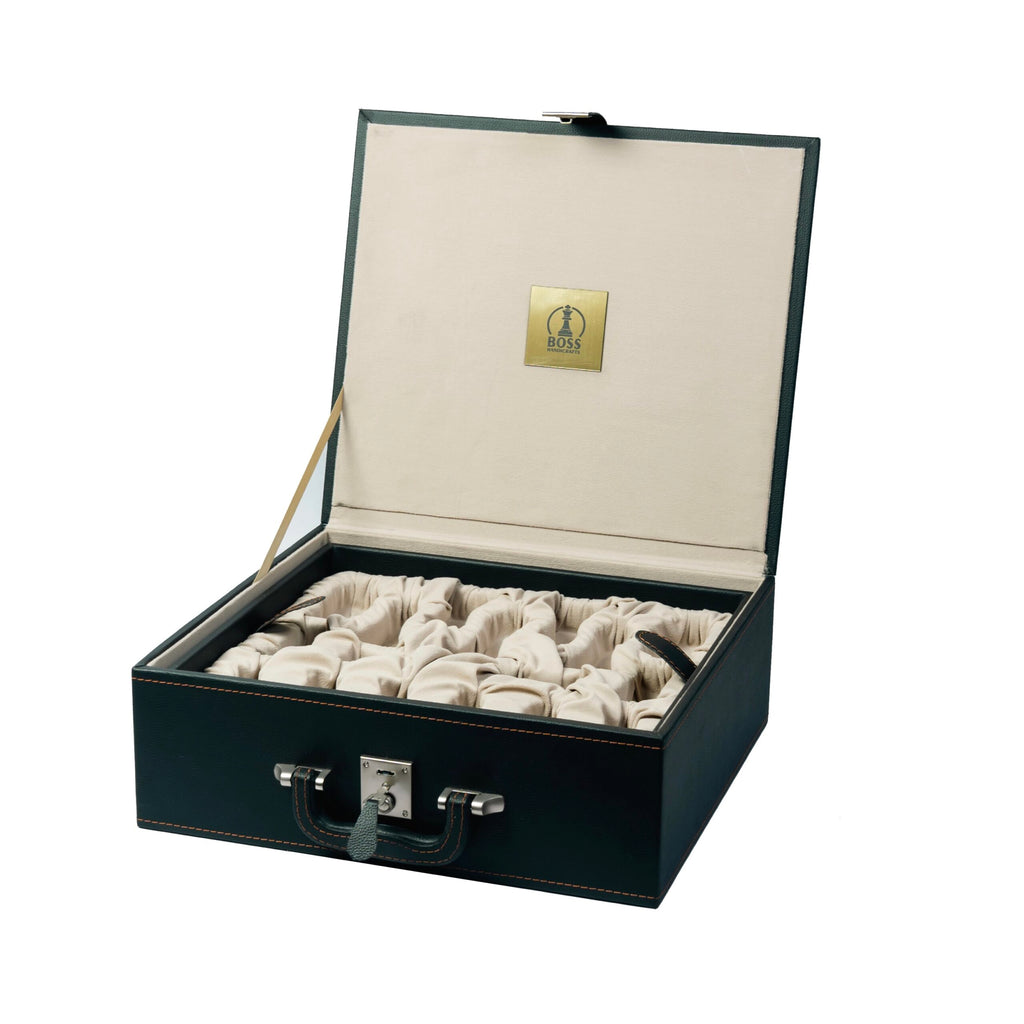 LEATHERETTE COFFER LUXURY STORAGE BOX FOR CHESS PIECES UPTO 4.6”