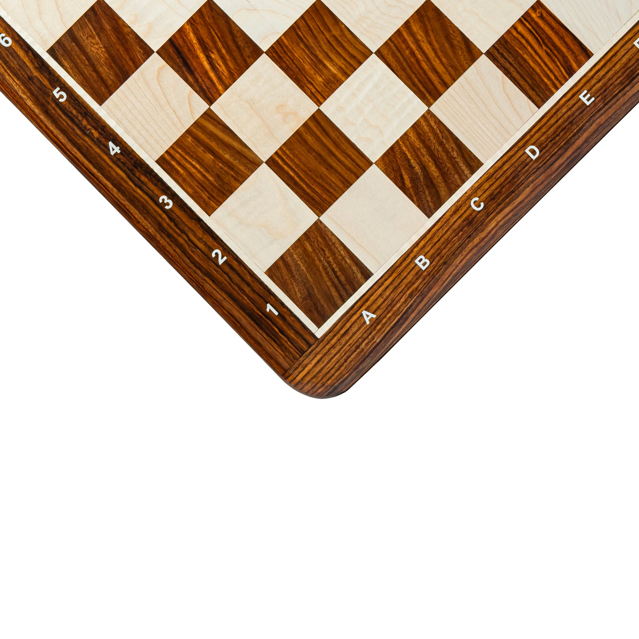 21” GOLDEN ROSEWOOD & MAPLE WOOD CHESSBOARD WITH NOTATION - 55mm SQUARE