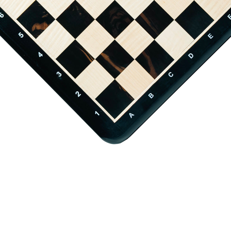 21” EBONY & MAPLE WOOD CHESSBOARD WITH NOTATIONS- 55mm SQUARE