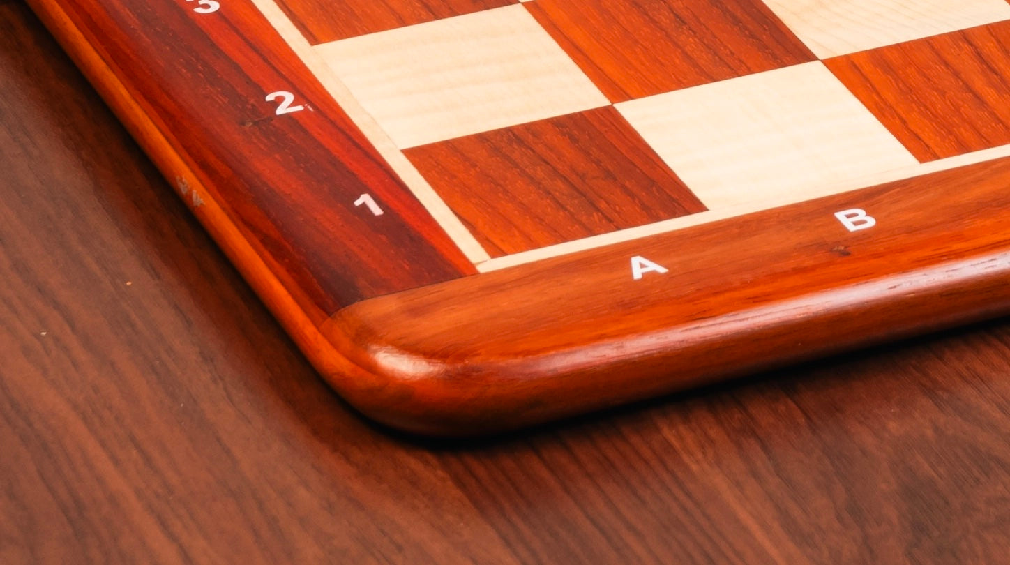 21” PADAUK (BUD) & MAPLE WOOD CHESSBOARD WITH NOTATION  - 55 mm SQUARE