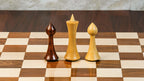 4” HERMAN OHME MINIMALIST WEIGHTED CHESS PIECES, 16” BORDERLESS WOODEN CHESSBOARD & STORAGE BOX
