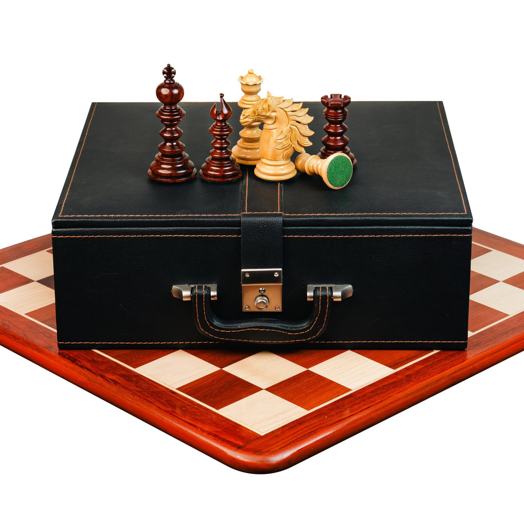 4.4” ARTHUR KNIGHT LUXURY STAUNTON CHESS PIECES WITH 21” PADAUK WOOD CHESSBOARD & STORAGE BOX